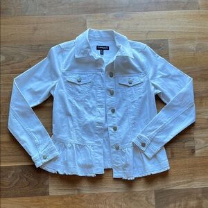 Christopher & Banks White Denim Button-Up Jacket